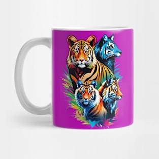 Tiger Symphony: A Kaleidoscope of Feline Majesty Mug